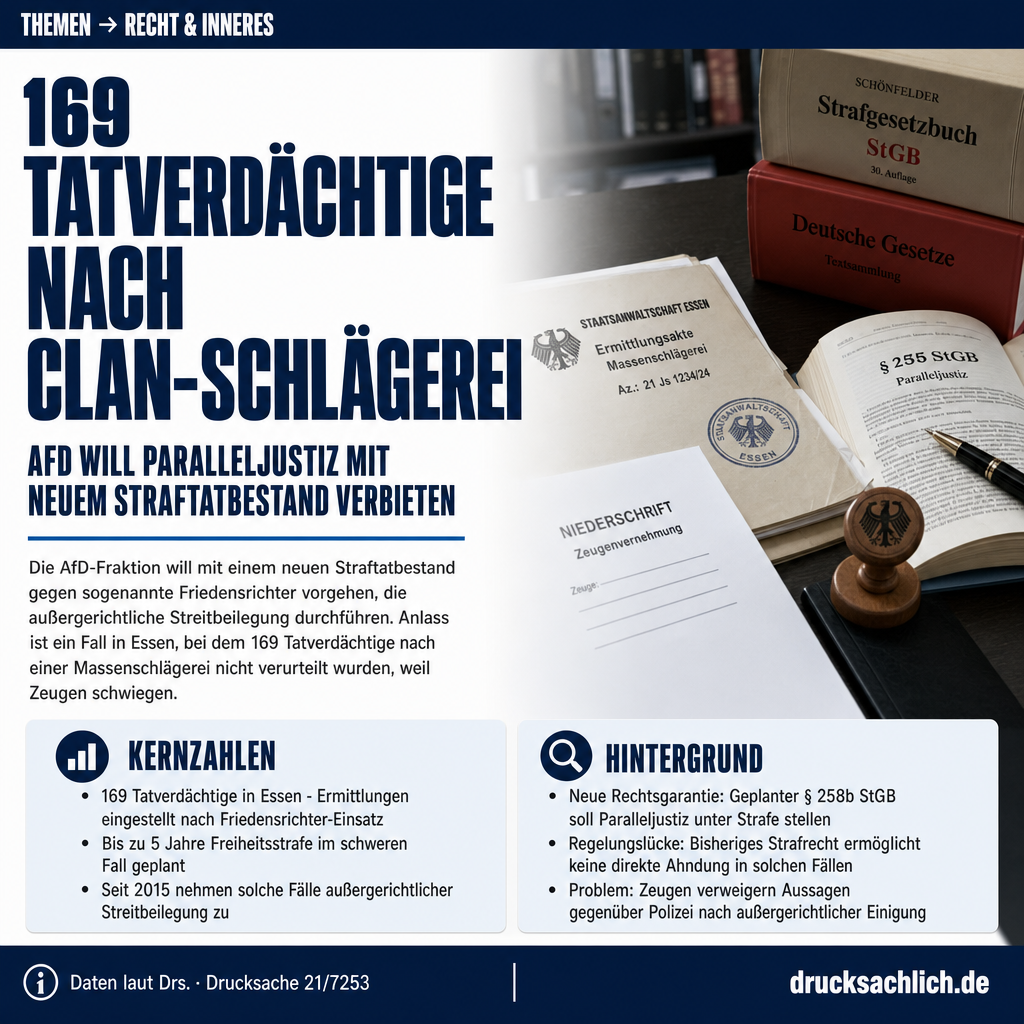 Paralleljustiz-Verbot: AfD will Friedensrichter ins StGB aufnehmen
