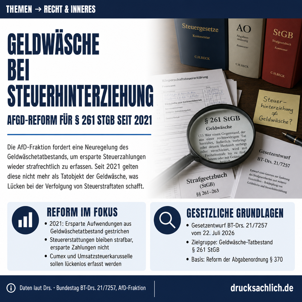 Geldwäsche bei Steuerhinterziehung: StGB-Reform 2026