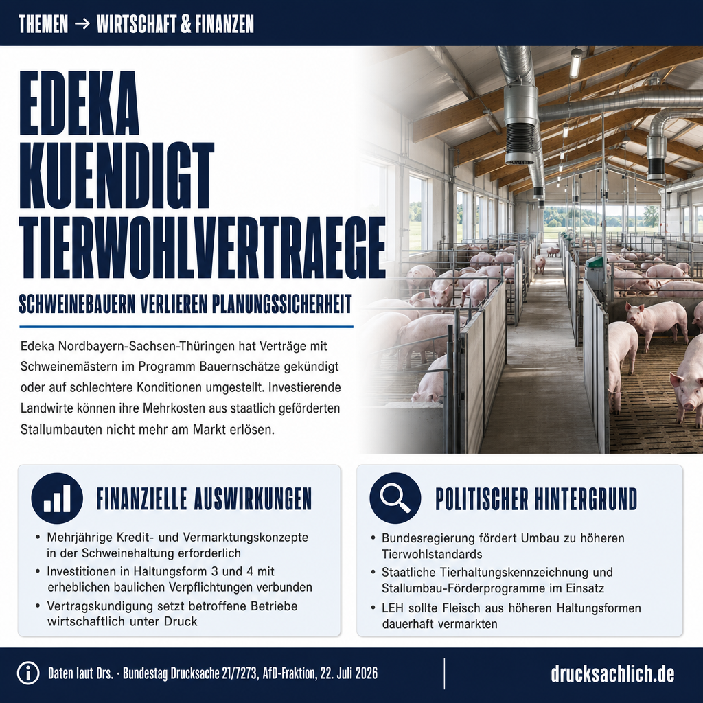 Tierwohlverträge: Investitionsrisiken für Schweinebauern im LEH