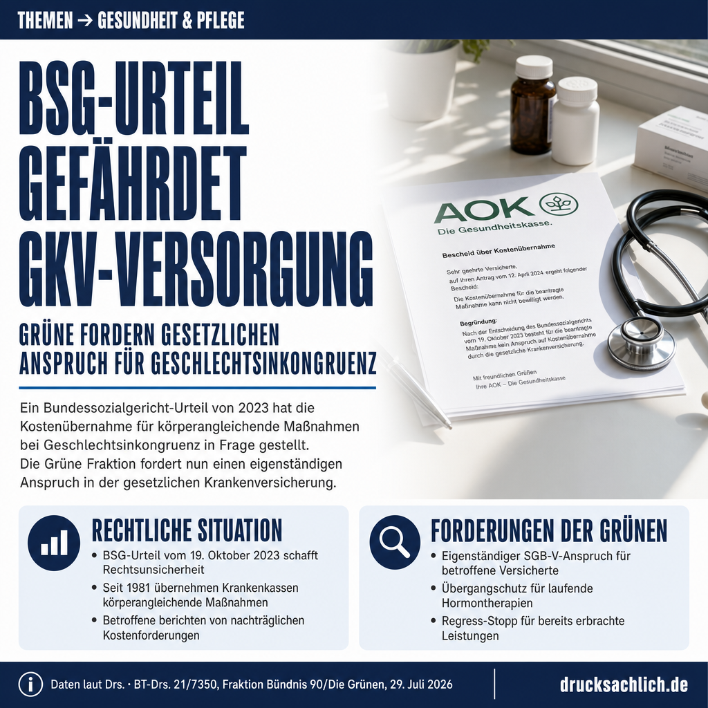 GKV-Versorgung bei Geschlechtsinkongruenz: Grüne fordern Gesetz