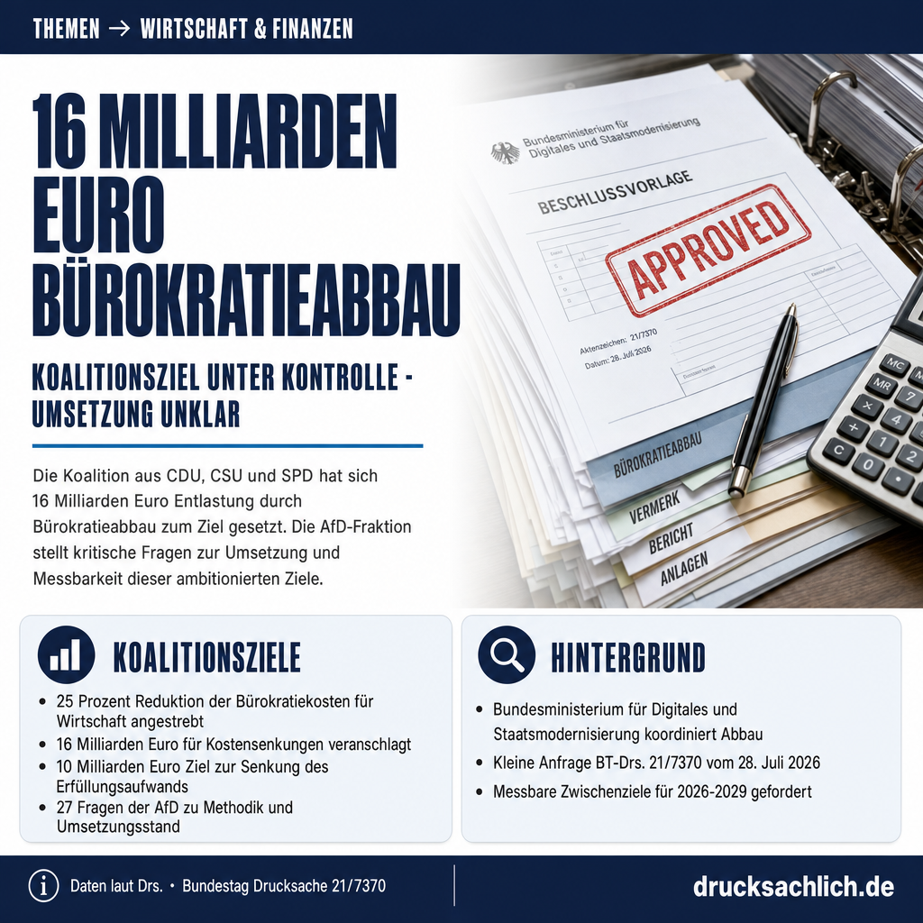 Bürokratierückbau: 16 Mrd. Euro Koalitionsziel unter Kontrolle