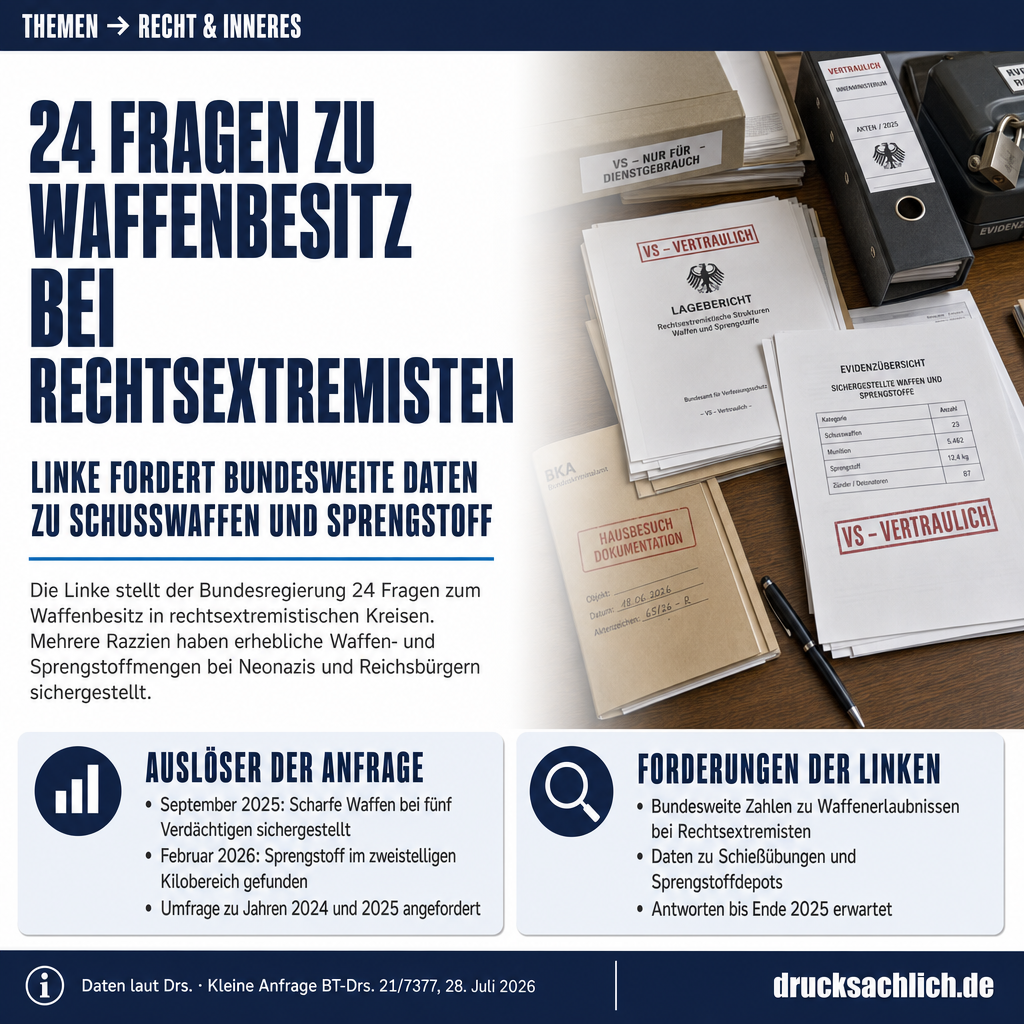 Waffenbesitz Rechtsextremisten: Linke stellt 24 Fragen