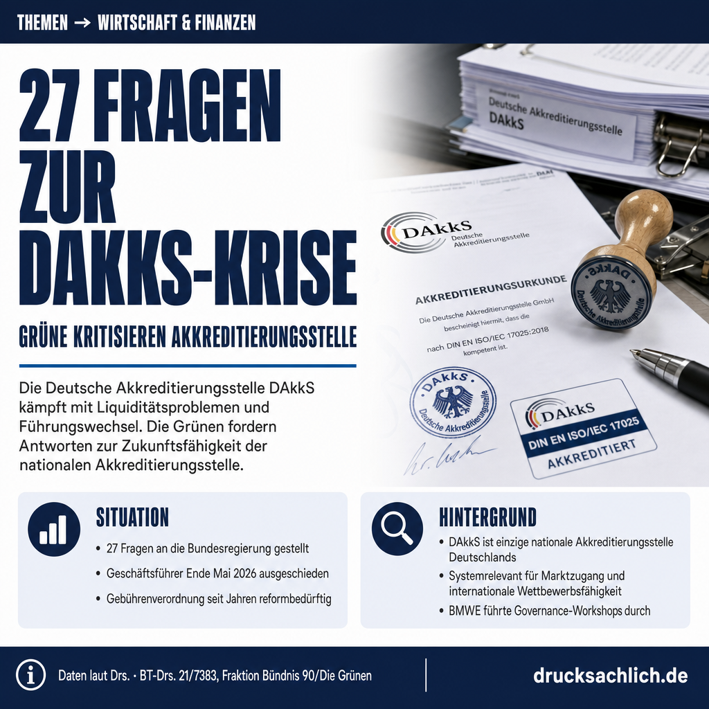 DAkkS-Krise: Grüne stellen 27 Fragen zur Akkreditierungsstelle