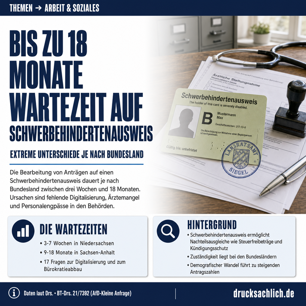 Schwerbehindertenausweis: Wartezeit bis zu 18 Monate je nach Bundesland