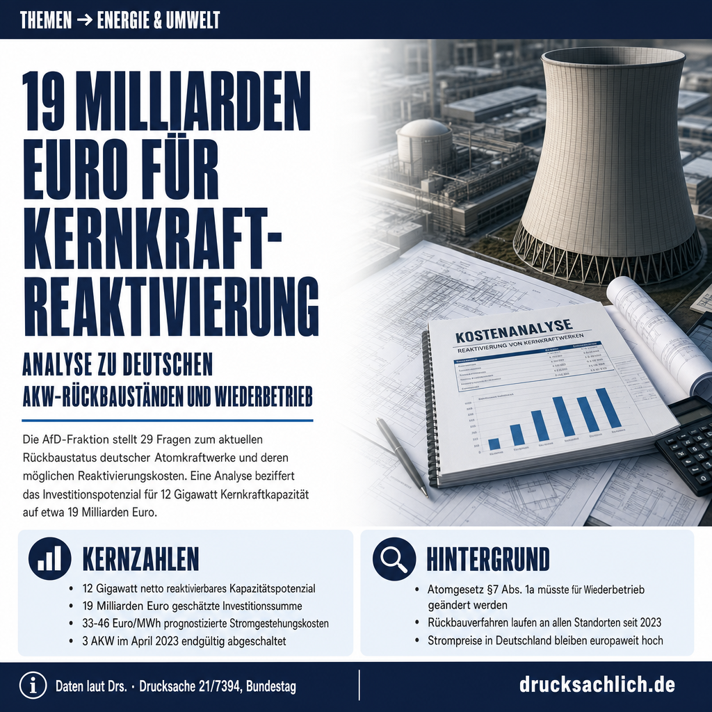 Kernkraft-Reaktivierung: 29 Fragen zum Rückbaustand deutscher AKW
