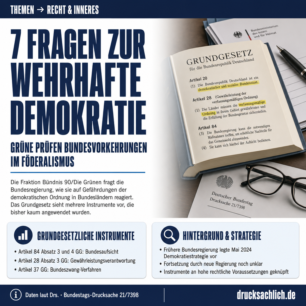 Wehrhafte Demokratie: Grüne fragen nach Bundesvorkehrungen im Föderalismus