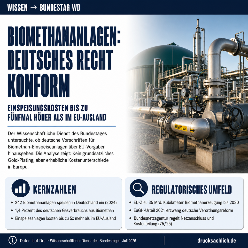 Deutsches Recht überschreitet EU-Vorgaben bei Biomethan kaum
