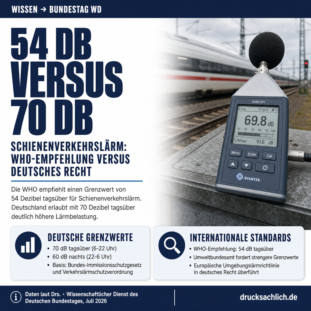 Schienenverkehrslärm: WHO-Empfehlung versus deutsches Recht