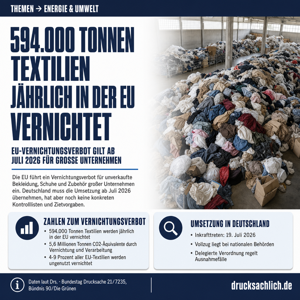 Vernichtungsverbot Textilien: Umsetzung in Deutschland ab Juli 2026