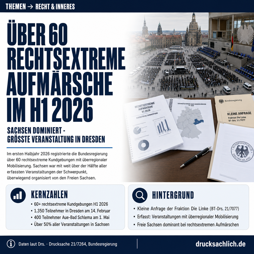 Rechtsextreme Aufmärsche 2026: Über 60 Kundgebungen im ersten Halbjahr