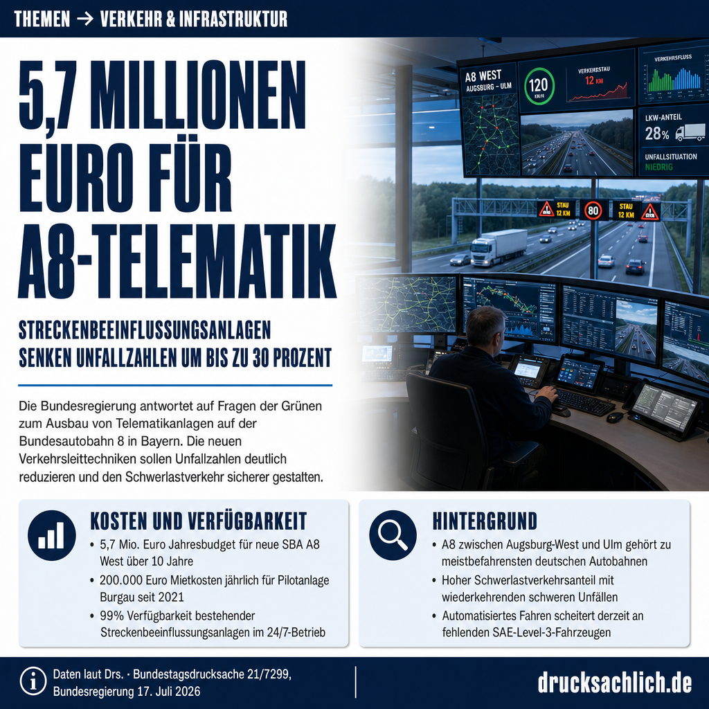 A8 Bayern: Telematikanlagen und automatisiertes Fahren — Bundesregierung antwortet