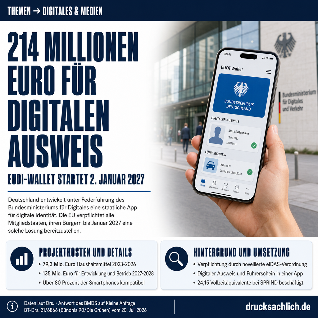 EUDI-Wallet 2027: 214 Mio. Euro Gesamtkosten, Start am 2. Januar