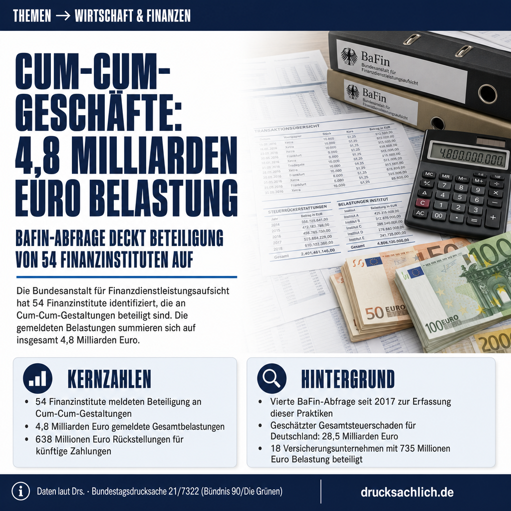 Cum-Cum-Geschäfte: BaFin-Abfrage ergibt 4,8 Mrd. Euro Belastungen