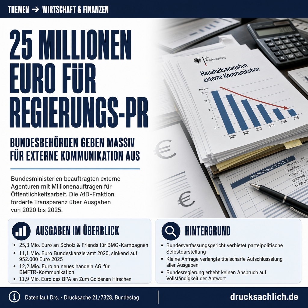 Bundesbehörden-PR: Ausgaben für externe Kommunikation 2020–2025