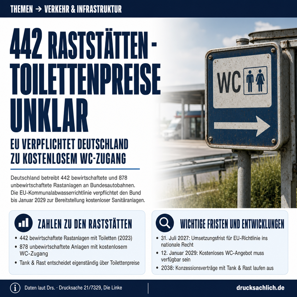Autobahn-Toiletten: 442 Raststätten, kein Preisüberblick