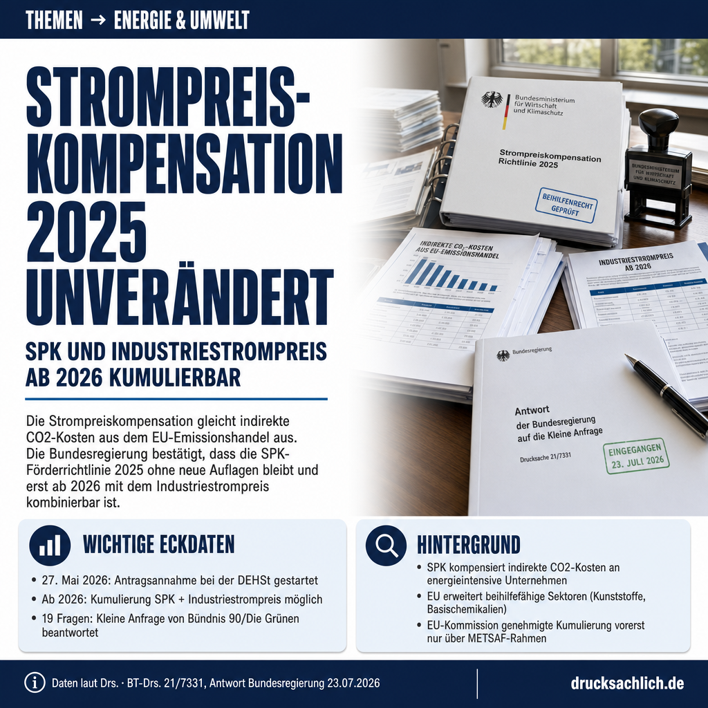 Strompreiskompensation 2025: Förderrichtlinie bleibt unverändert