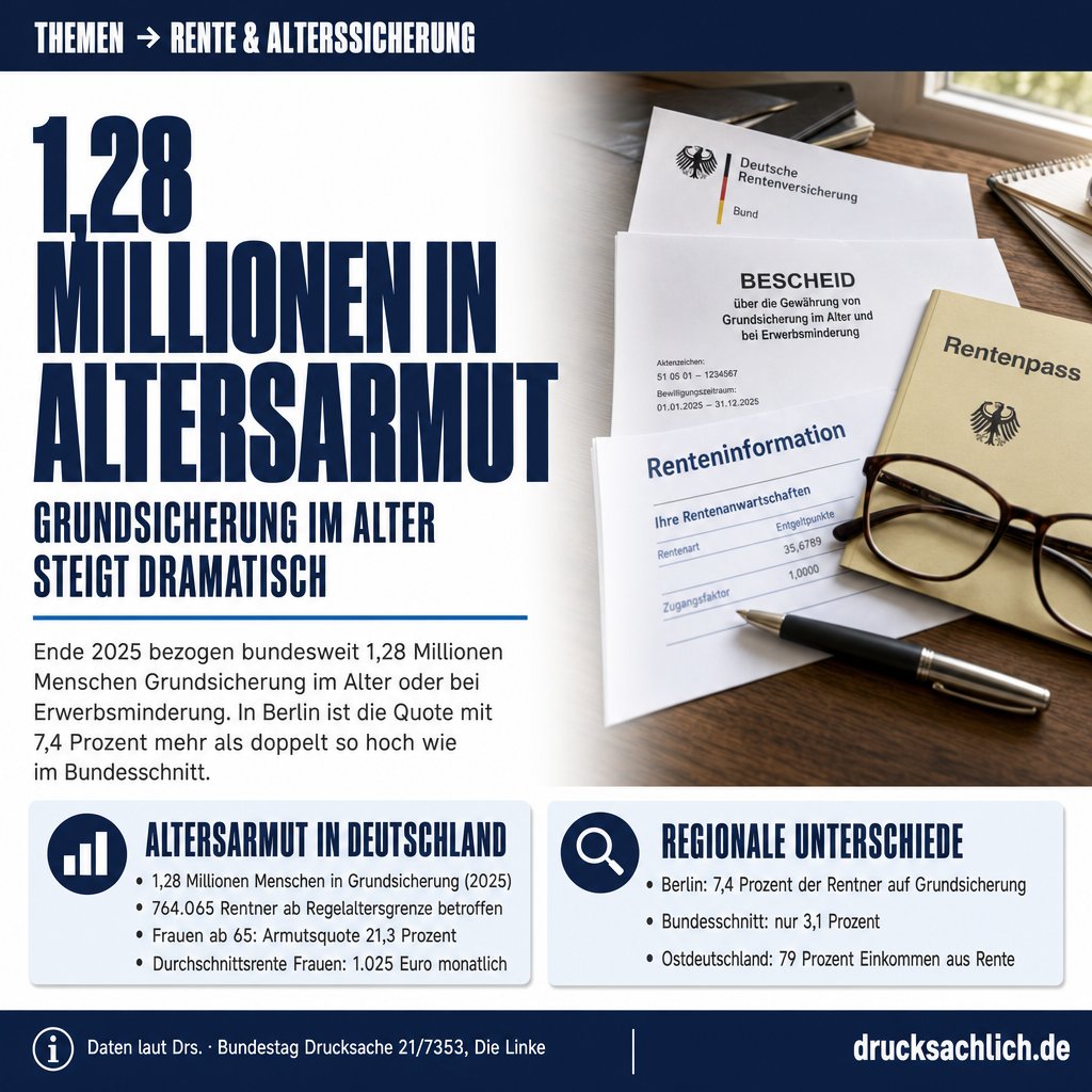 Altersarmut: 1,28 Mio. Menschen in Grundsicherung 2025