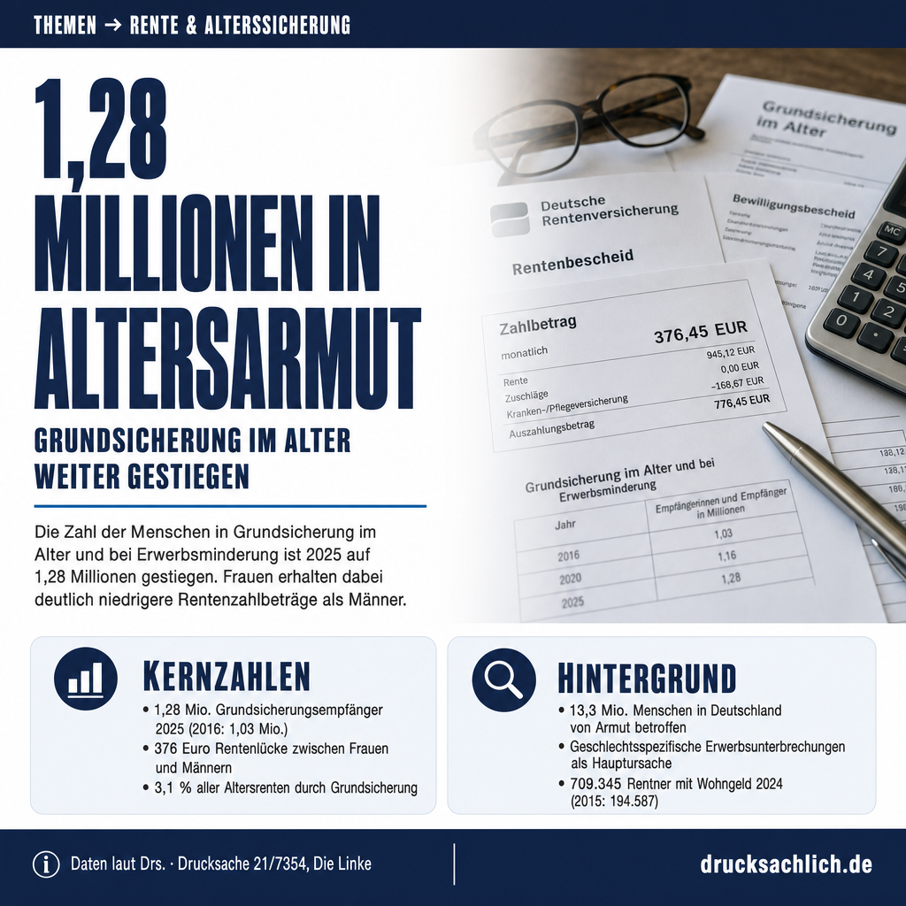 Altersarmut: 1,28 Mio. Menschen in Grundsicherung 2025