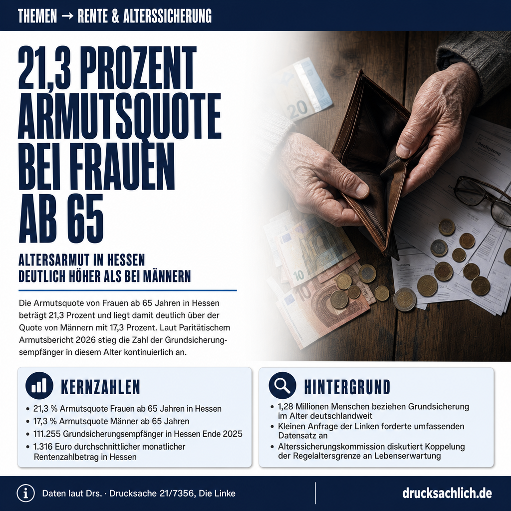 Altersarmut in Hessen: 21,3 % Armutsquote bei Frauen ab 65