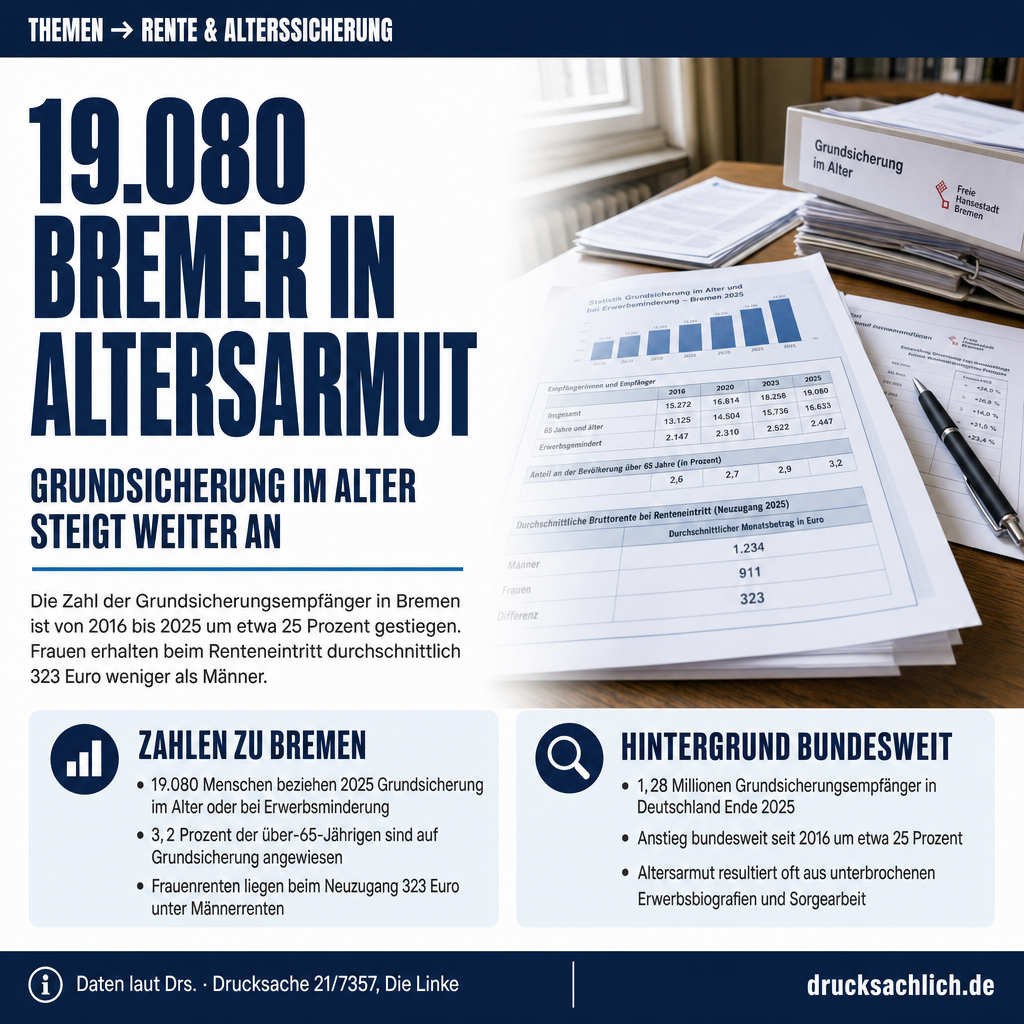 Altersarmut in Bremen: Grundsicherung steigt auf 19.080 Fälle