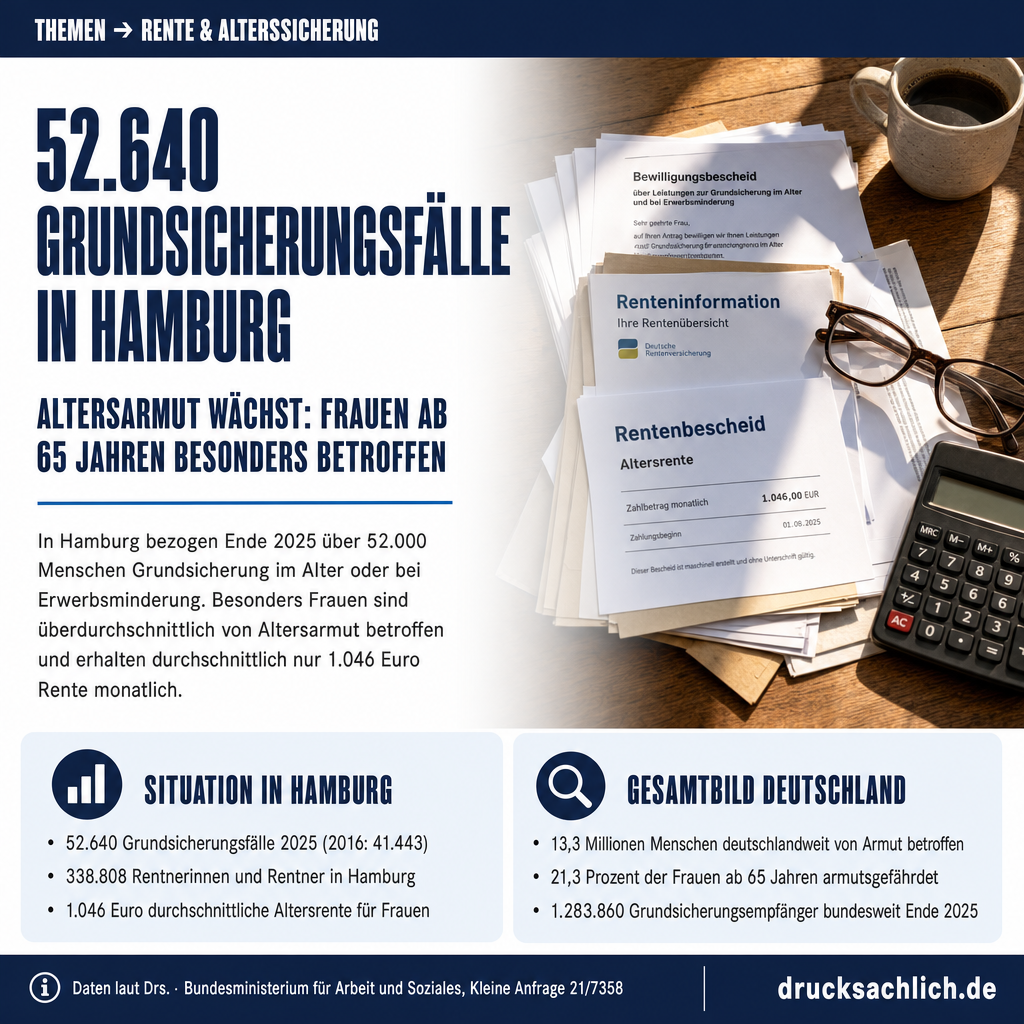 Altersarmut Hamburg: 52.640 Grundsicherungsfälle 2025
