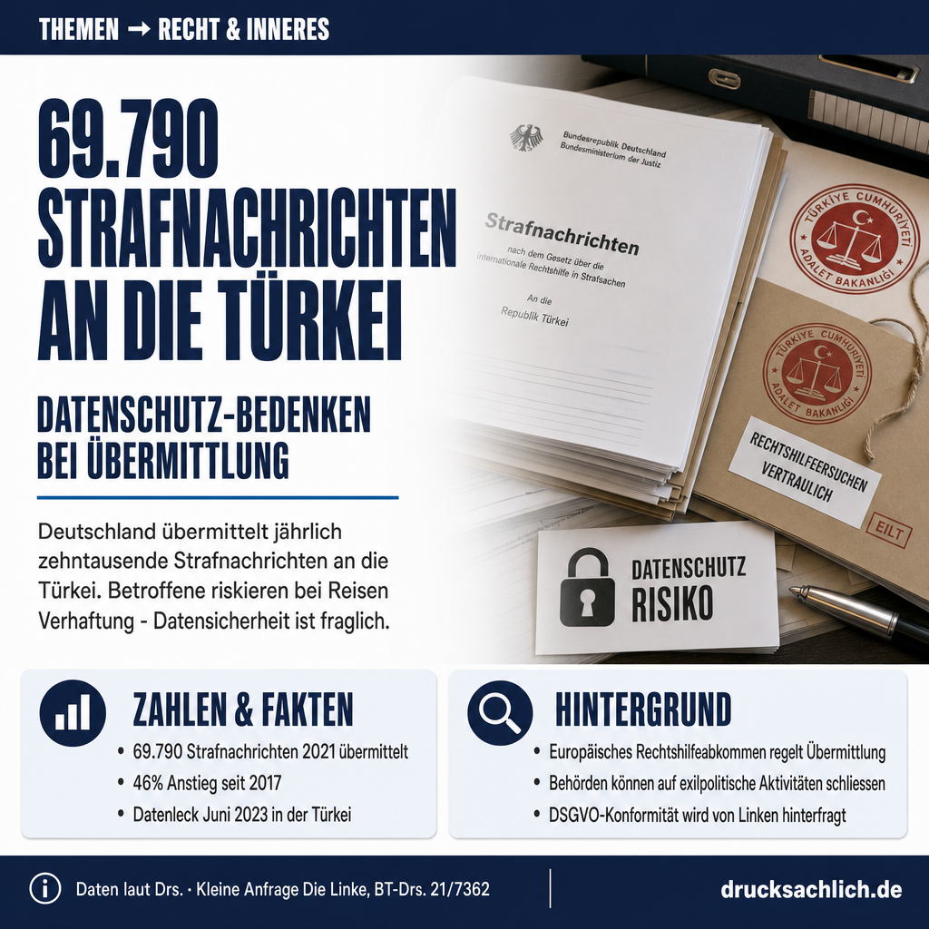 Strafnachrichtenaustausch mit der Türkei: 69.790 Fälle im Jahr 2021