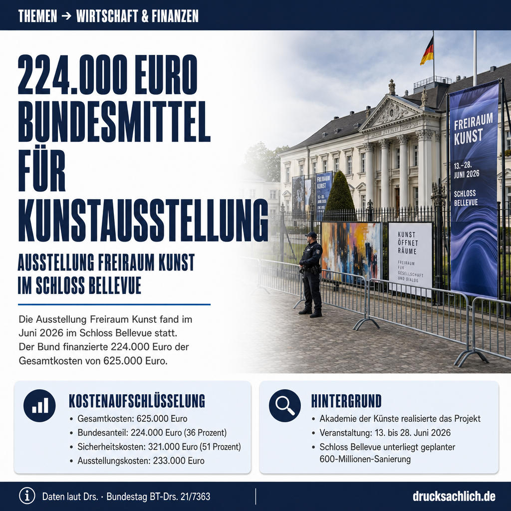Ausstellung Freiraum Kunst: 224.000 Euro Bundesmittel für Schloss Bellevue