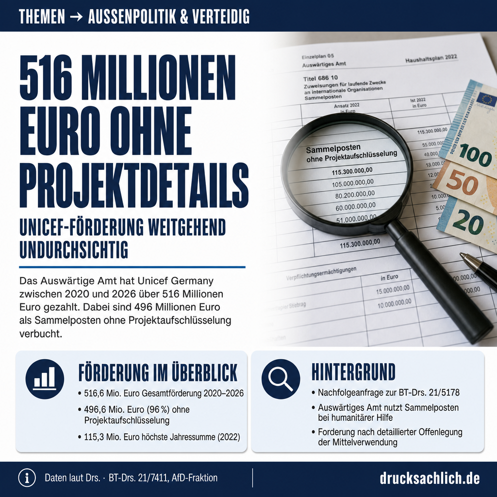 Unicef Germany: 516 Mio. Euro Bundesförderung ohne Projektdetails
