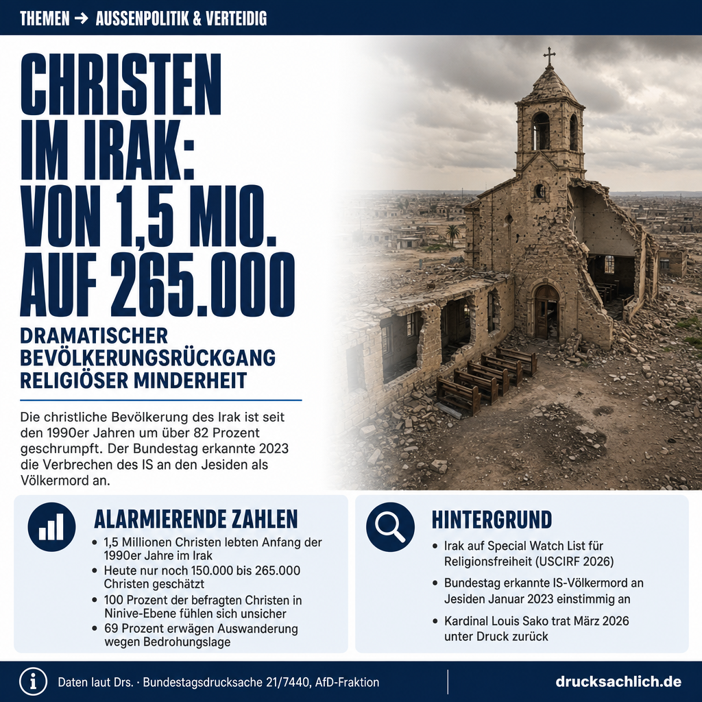 Christen im Irak: Bevölkerung von 1,5 Mio. auf unter 265.000 gesunken