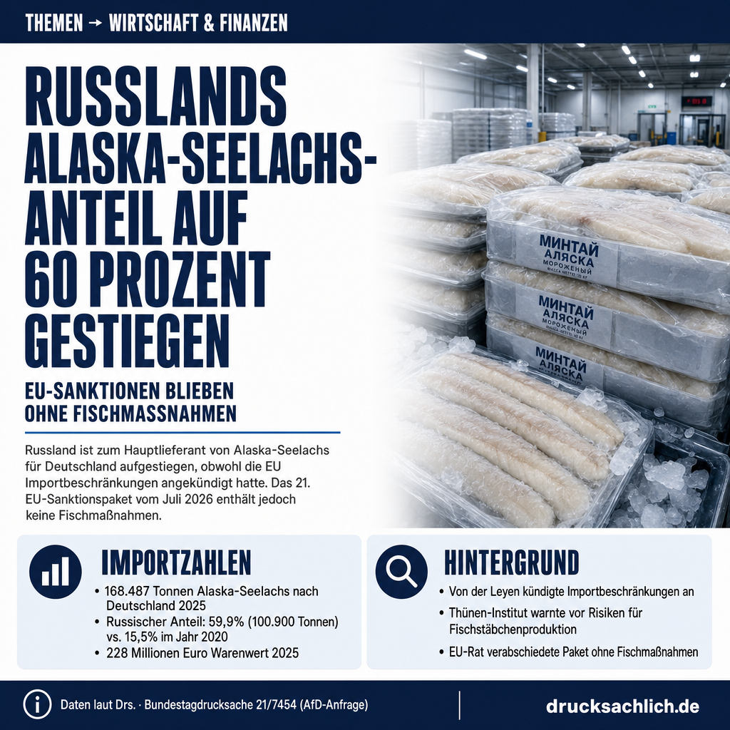 Alaska-Seelachs-Importe: Russlands Anteil stieg auf 60 Prozent