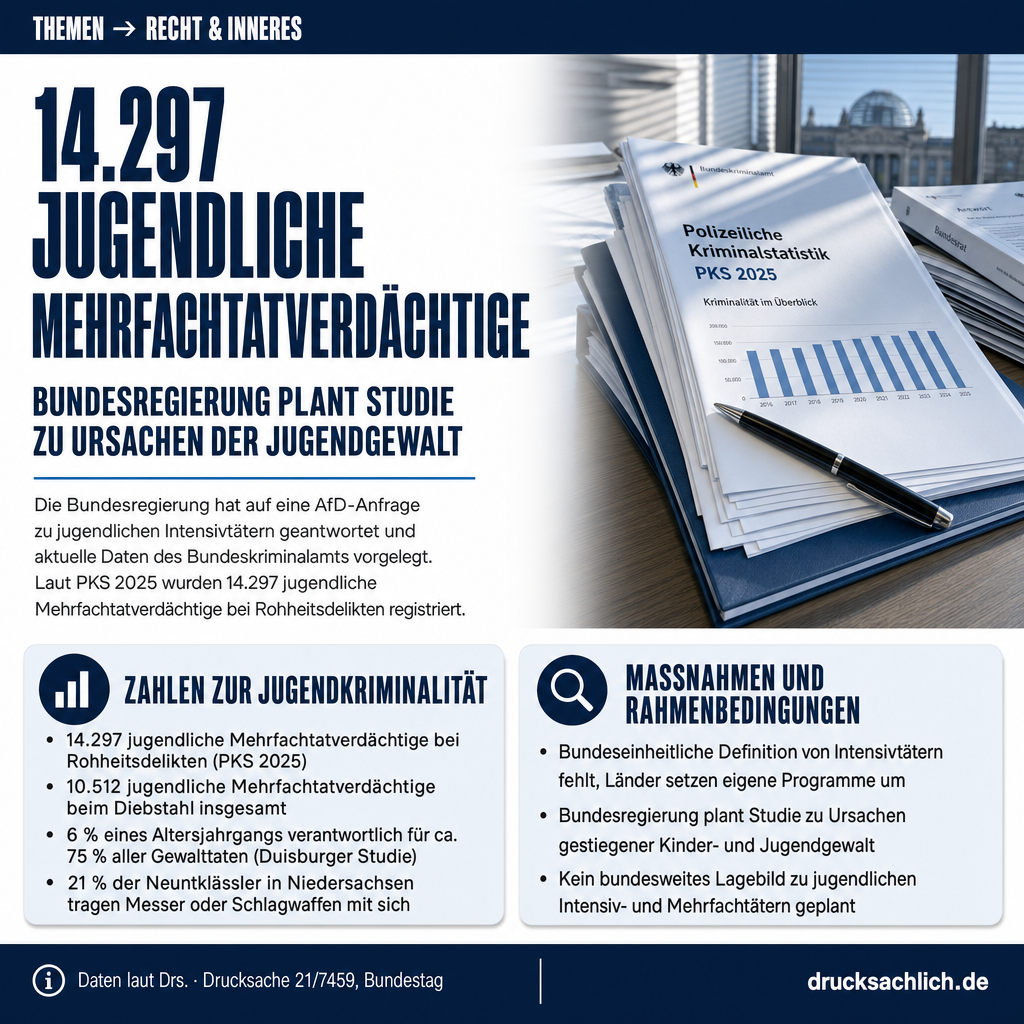 Jugendliche Intensivtäter: Bundesregierung verweist auf BKA-Daten