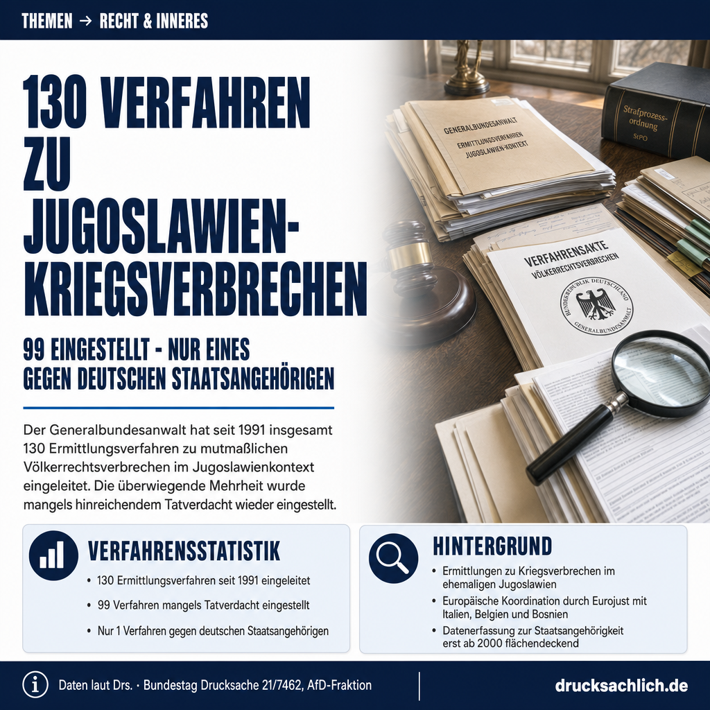 Jugoslawien-Kriegsverbrechen: 130 GBA-Verfahren, 99 eingestellt
