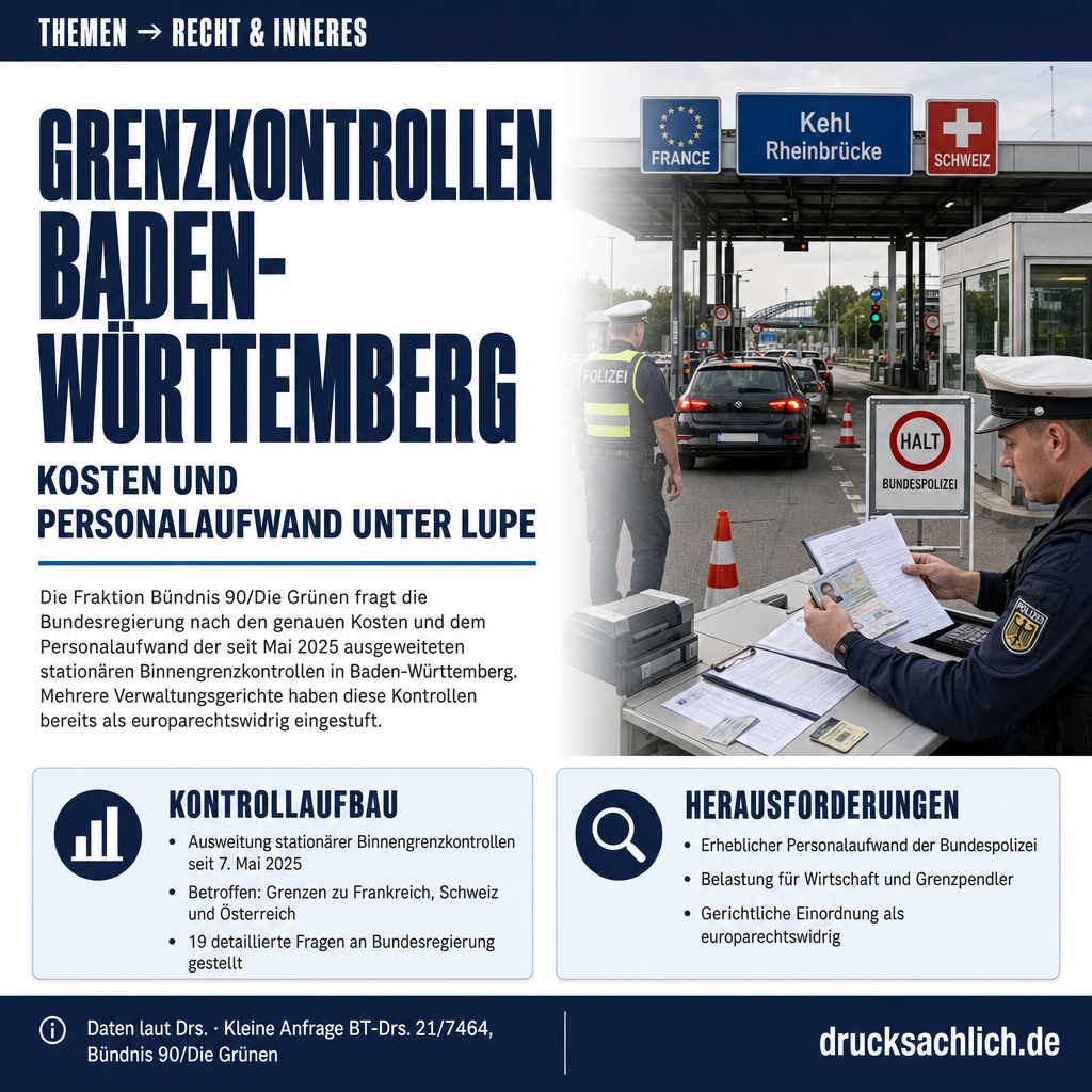 Grenzkontrollen Baden-Württemberg: Kosten und Personalaufwand gefragt