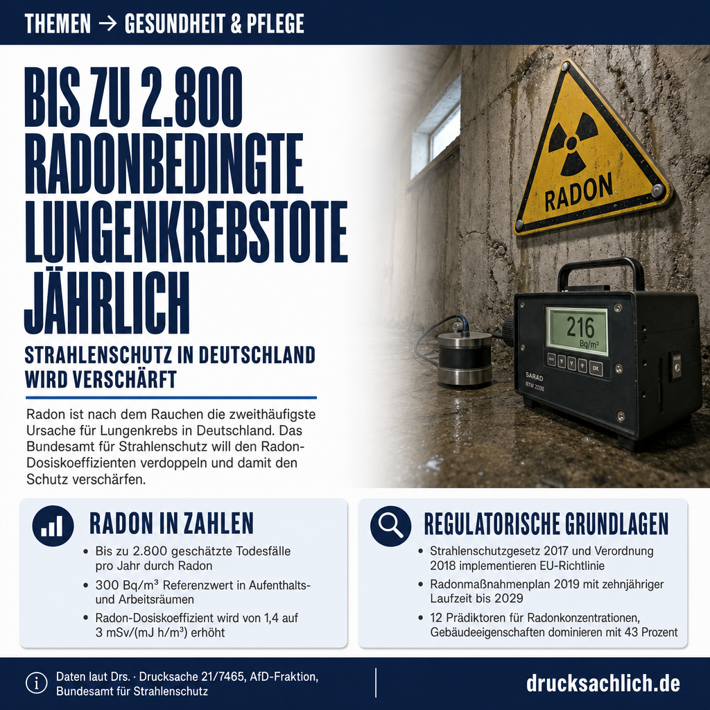 Radon-Schutz: Bis zu 2.800 Lungenkrebstote jährlich