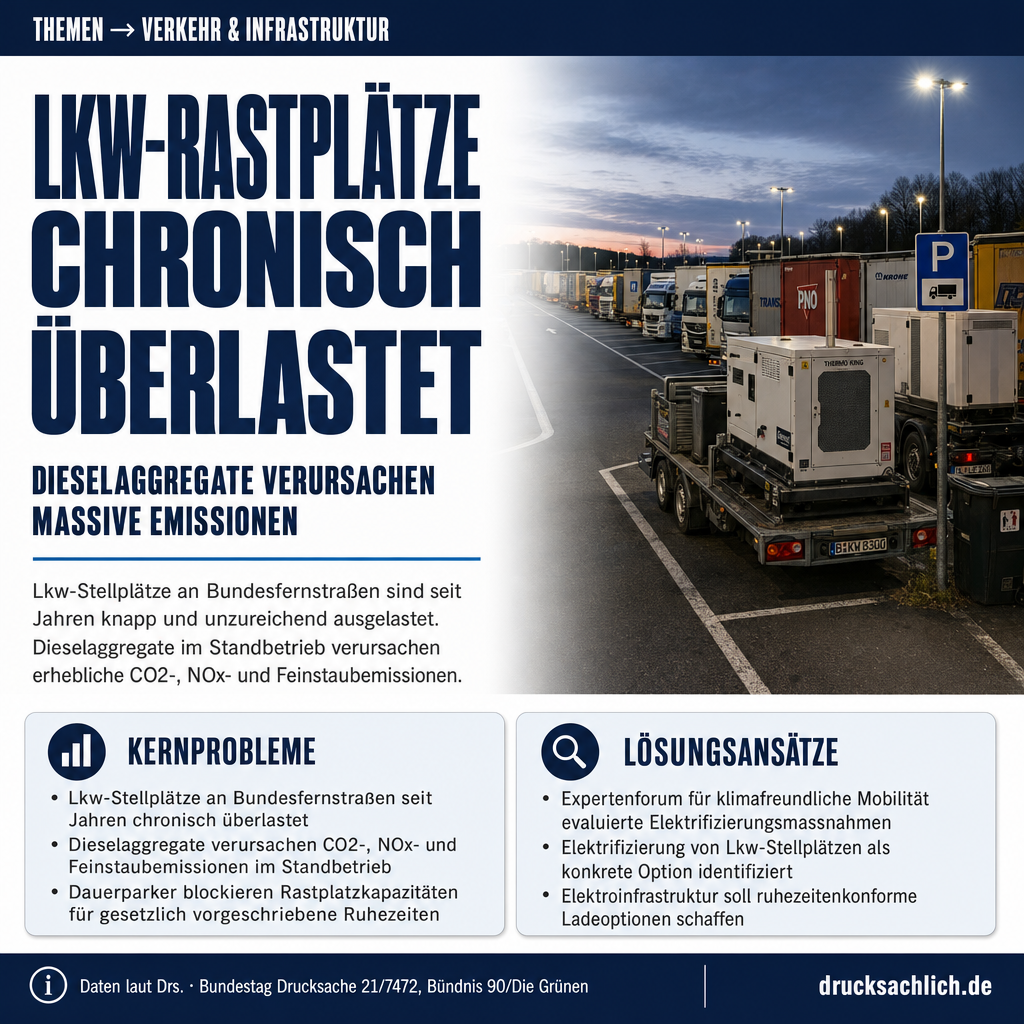 Lkw-Stellplätze: Dauerparker und Dieselemissionen auf Rastanlagen