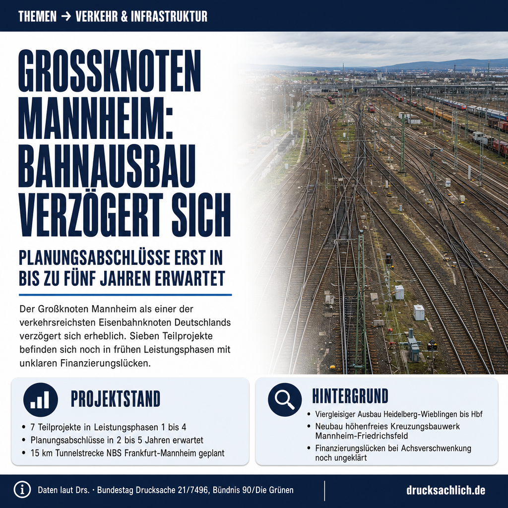 Großknoten Mannheim: Bahnausbau verzögert sich um Jahre