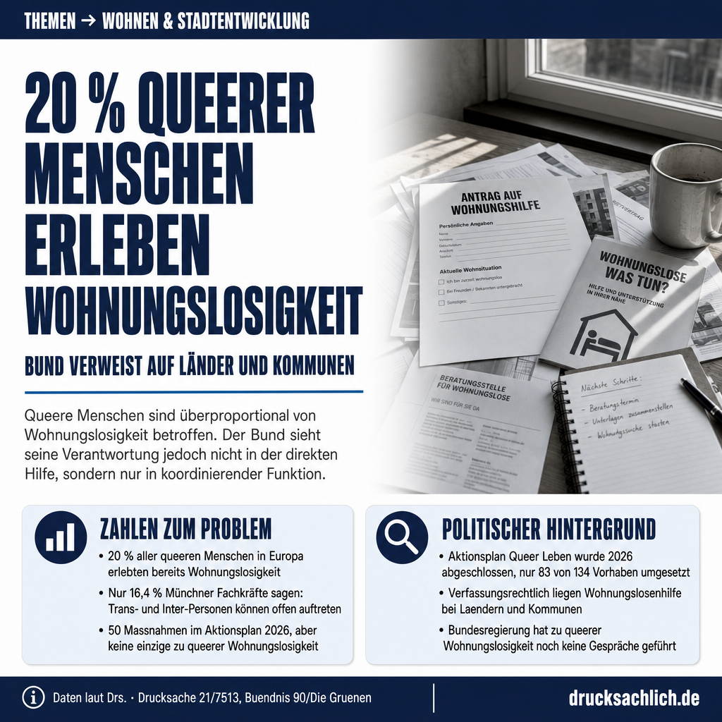 Queere Wohnungslosigkeit: Bund verweist auf Länder