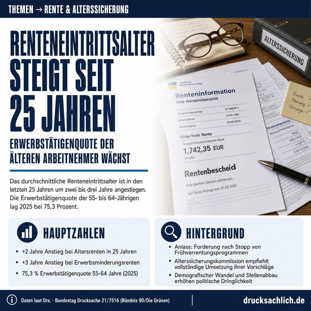 Frühverrentung: Renteneintrittsalter steigt seit 25 Jahren