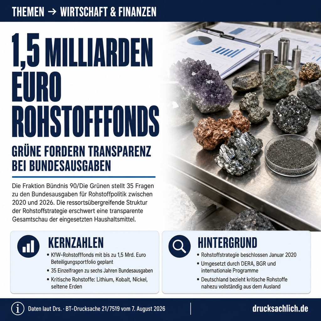 Rohstoffpolitik: Grüne fragen nach Bundesausgaben seit 2020