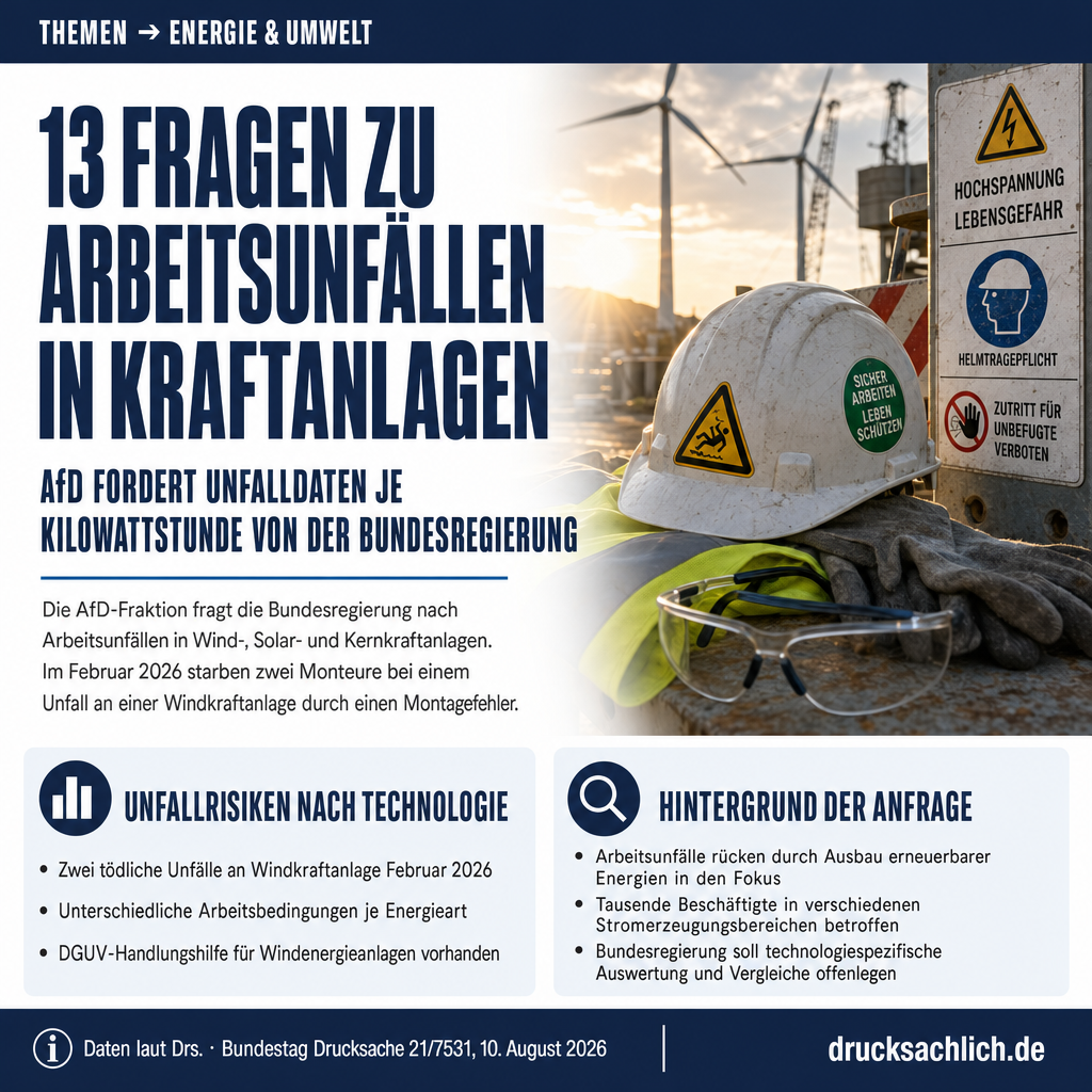 Arbeitssicherheit Stromerzeugung: 13 Fragen an die Bundesregierung