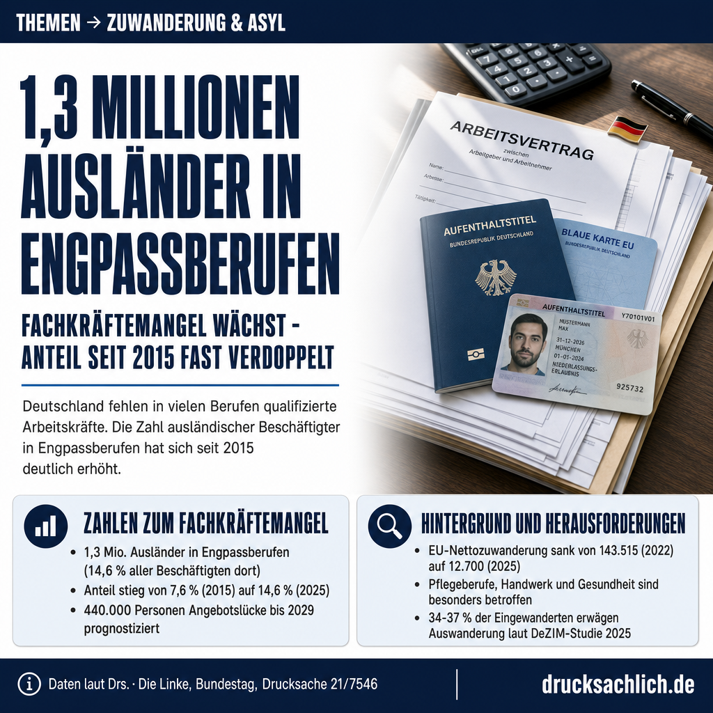 Fachkräftemangel: 1,3 Mio. Ausländer in Engpassberufen