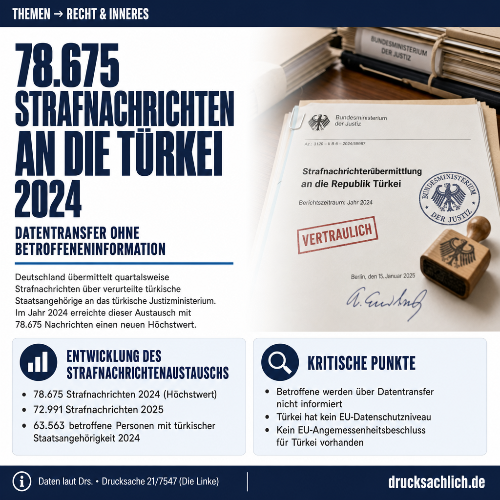Strafnachrichtenaustausch Türkei: 78.675 Fälle in 2024