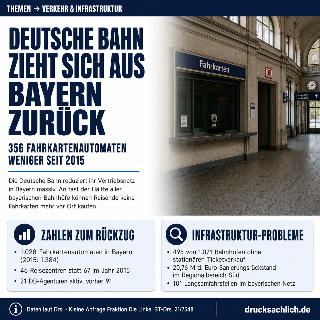 DB-Bürgernähe Bayern: Fahrkartenautomaten auf 1.028 gesunken