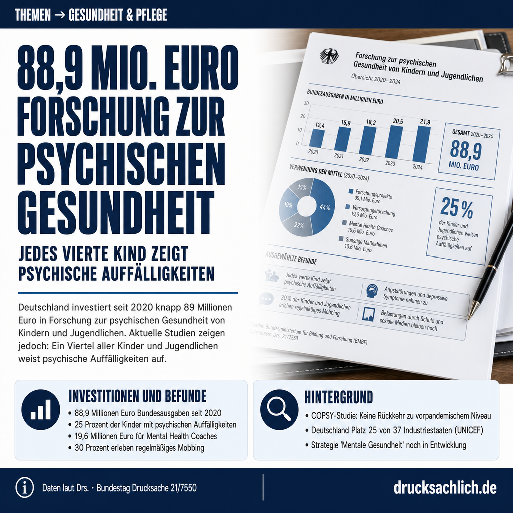 Psychische Gesundheit Kinder: 88,9 Mio. Euro Forschung