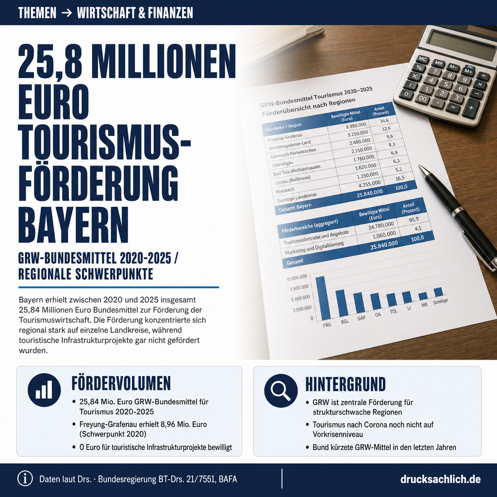 Tourismusförderung Bayern: 25,8 Mio. Euro GRW-Mittel 2020–2025