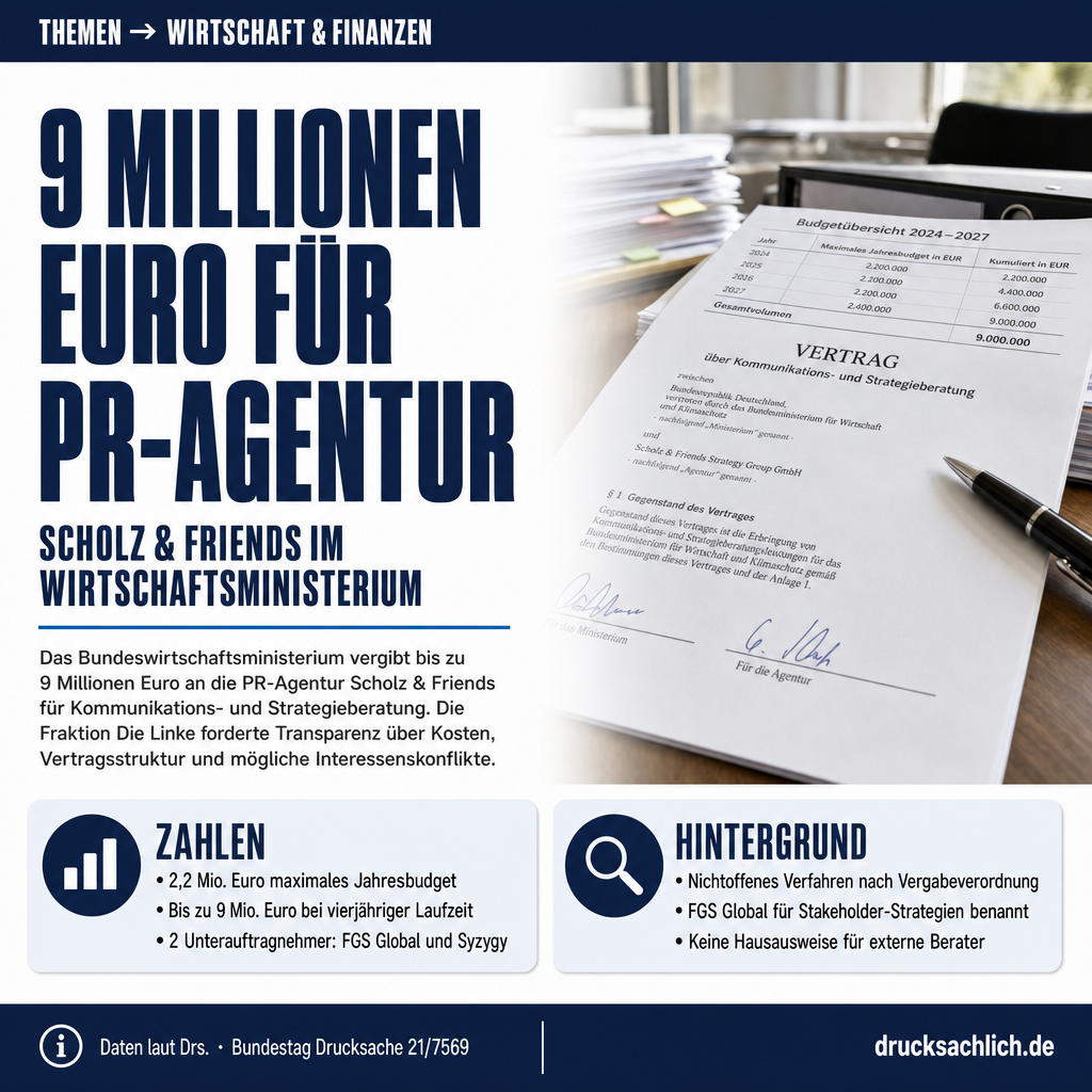 PR-Beratung im Wirtschaftsministerium: bis zu 9 Mio. Euro