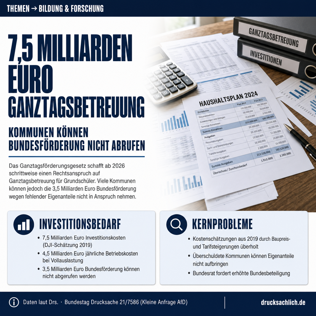 Ganztagsanspruch: Kommunen unter Kostendruck ab 2026