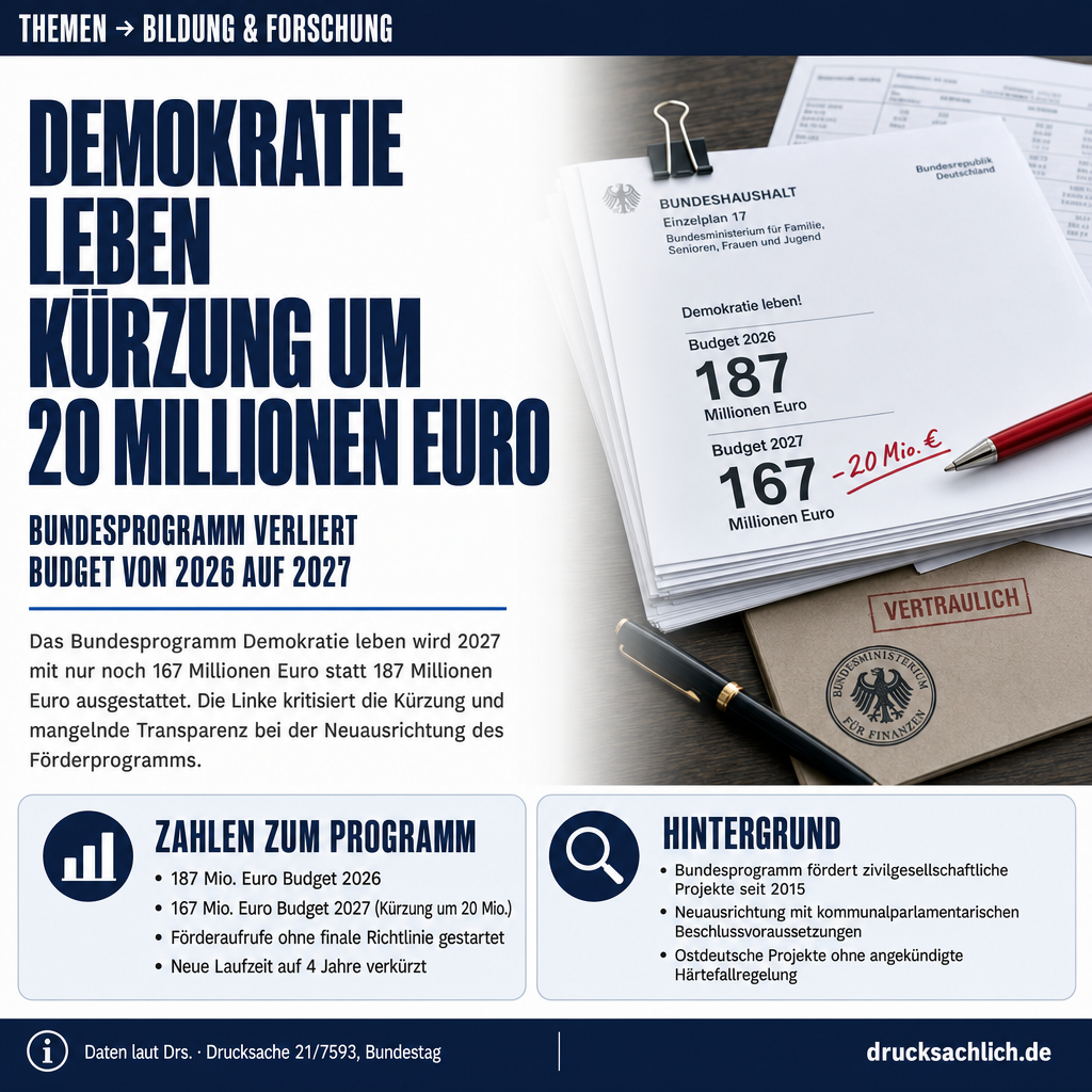 Demokratie leben!: Kürzung von 187 auf 167 Mio. Euro