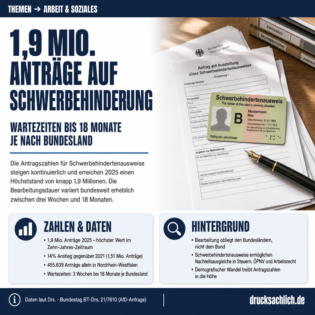 Schwerbehindertenausweis: 1,9 Mio. Anträge, Wartezeit bis 18 Monate