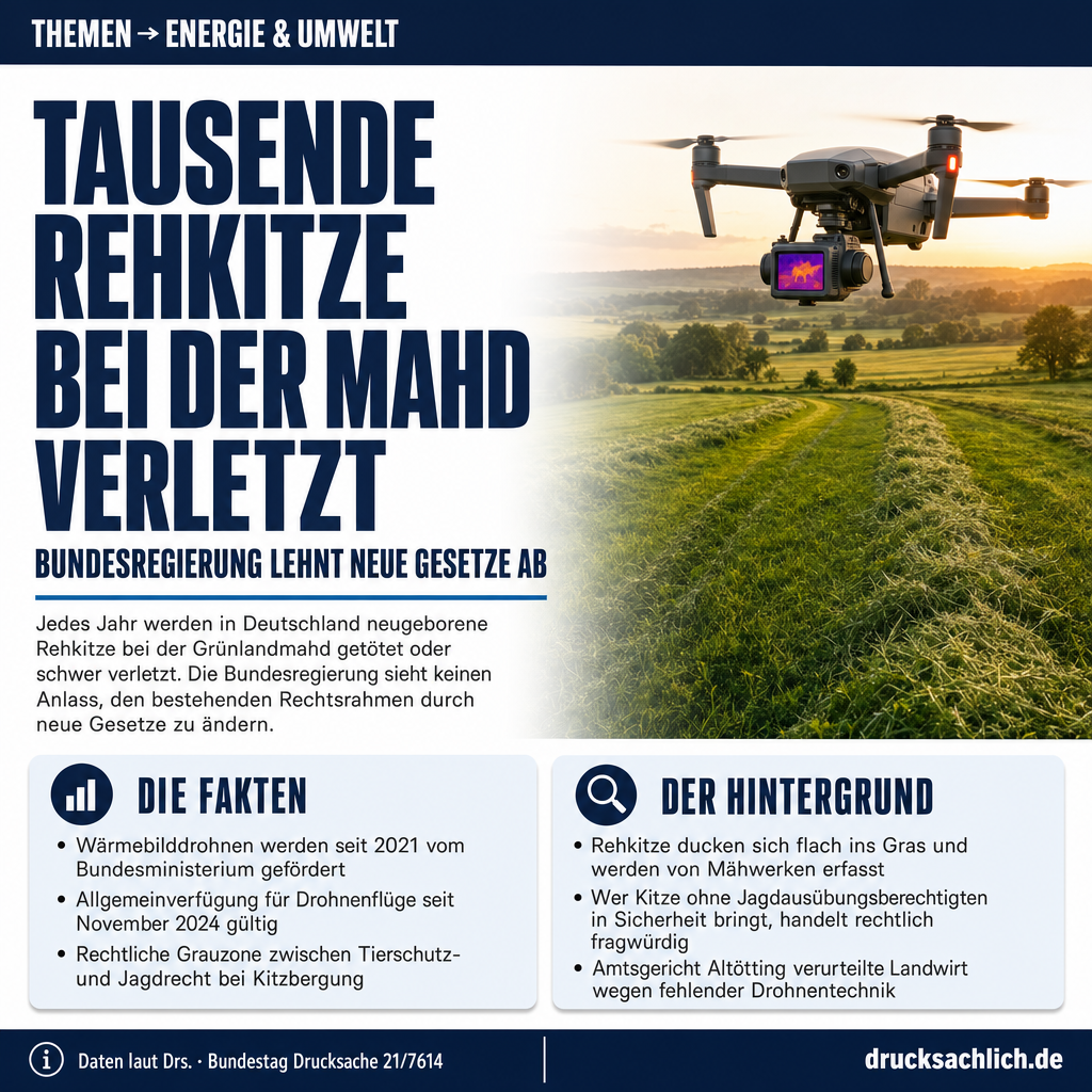 Rehkitzrettung: Bundesregierung plant keine neuen Gesetze